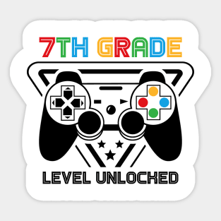 7th Grade Level Unlocked Video Gamer Back to School Boys Sticker